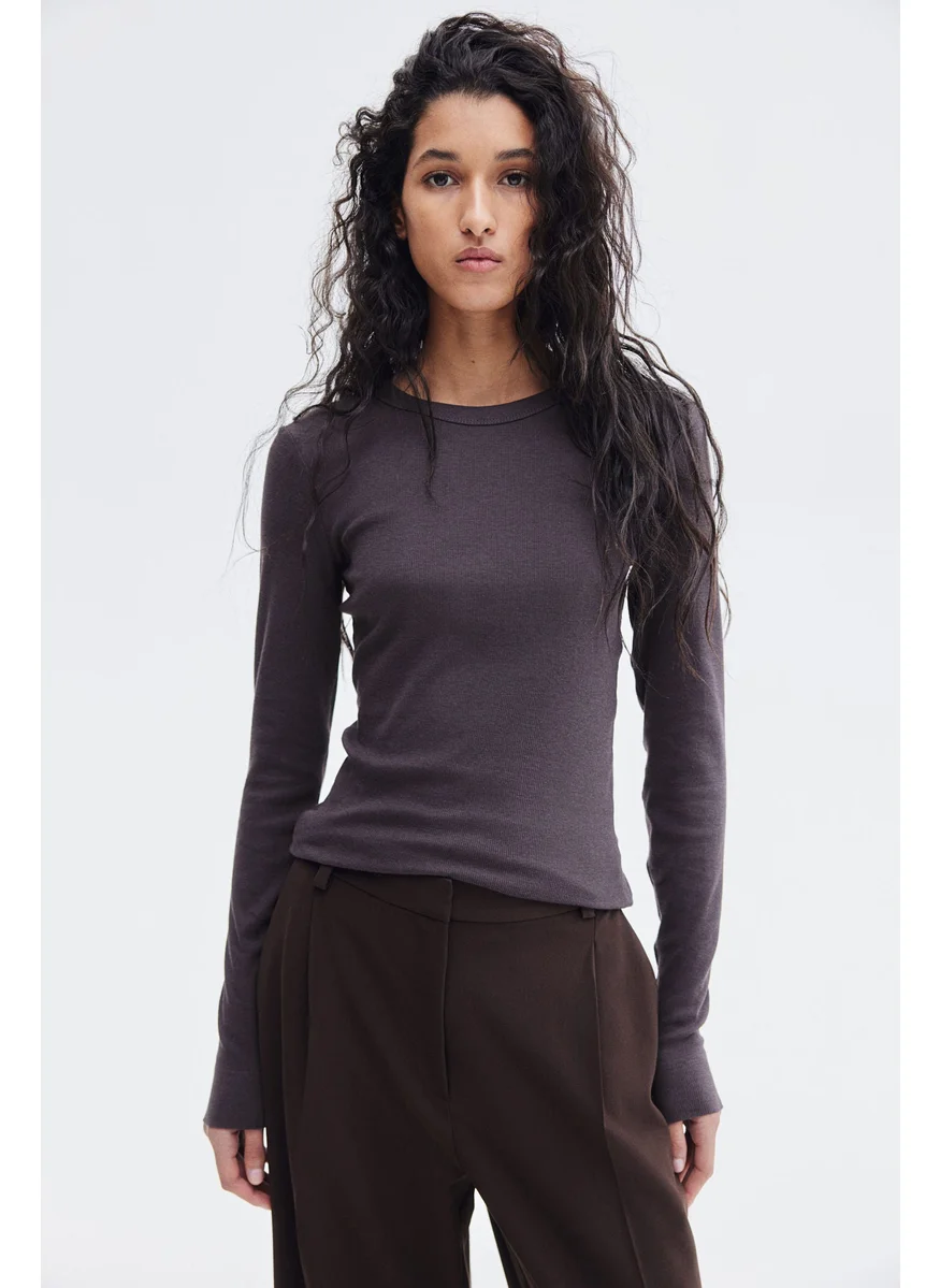 اتش اند ام Ribbed Modal-Blend Top