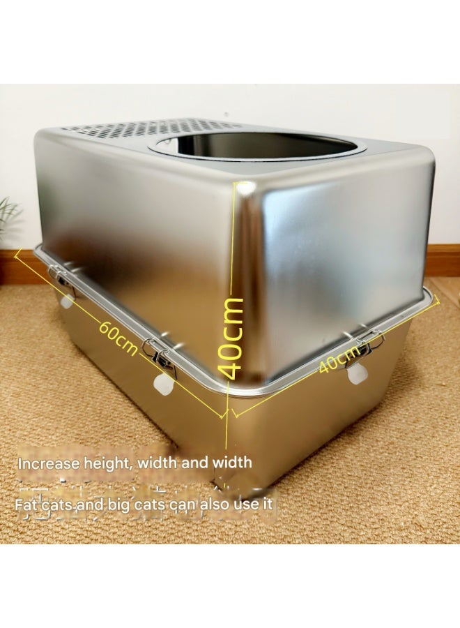 A.M cat litter box stainless steel cat litter box double layer cat litter box full extra large closed cat litter box - Image 3
