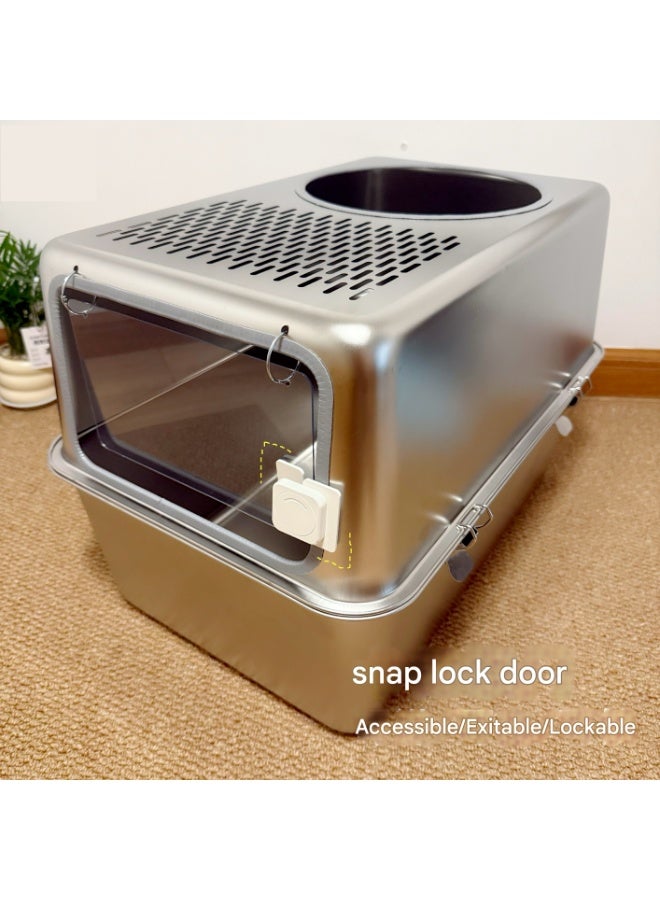 A.M cat litter box stainless steel cat litter box double layer cat litter box full extra large closed cat litter box - Image 4