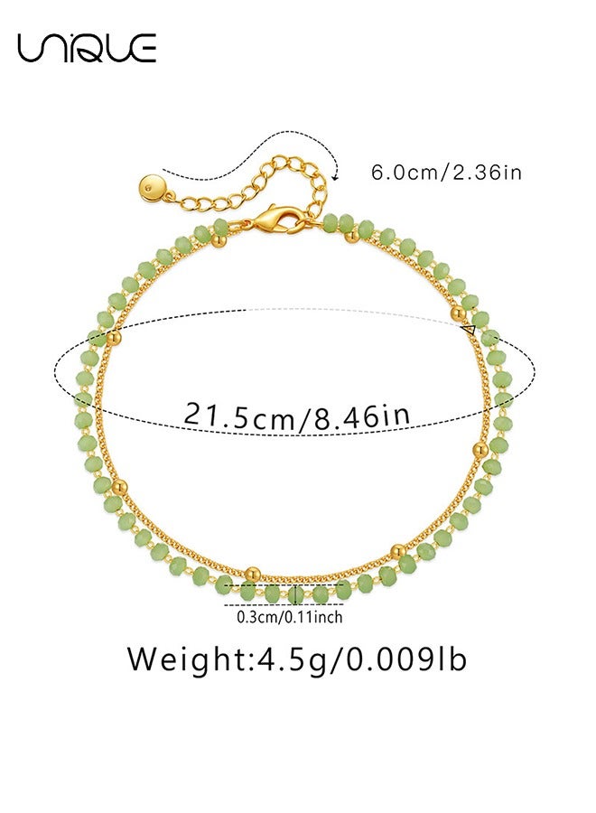 يونيك خلخال - خلخال مزدوج خرز - خلخال مطرز بالفيروز - بسيط وأنيق - خلخال جديد - نساء - Image 2