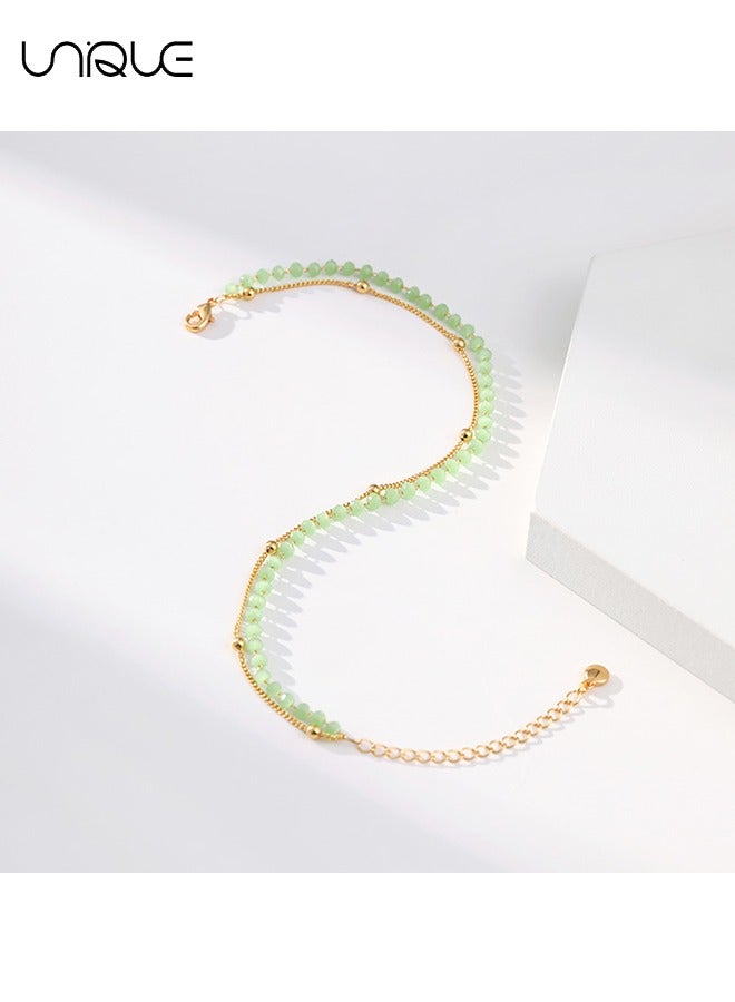 يونيك خلخال - خلخال مزدوج خرز - خلخال مطرز بالفيروز - بسيط وأنيق - خلخال جديد - نساء - Image 5