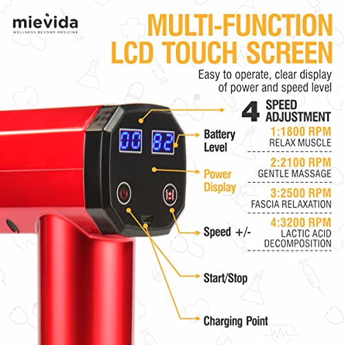 Mievida Fit Gen X Portable Electric Body Massager Gun | Deep Tissue Percussion Massage Machine for Full Body Pain & Stress Relief | Cordless, Rechargeable, Quiet Handheld with 6 Specialized Heads - Image 3