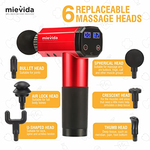 Mievida Fit Gen X Portable Electric Body Massager Gun | Deep Tissue Percussion Massage Machine for Full Body Pain & Stress Relief | Cordless, Rechargeable, Quiet Handheld with 6 Specialized Heads - Image 4