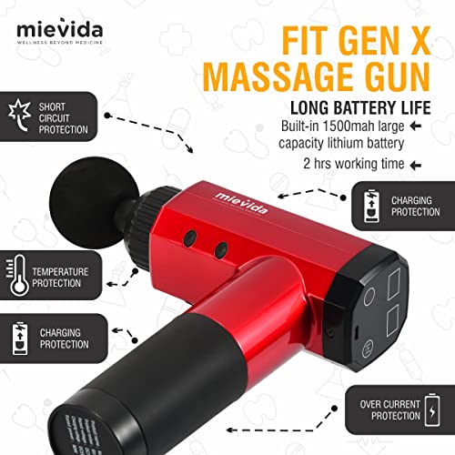 Mievida Fit Gen X Portable Electric Body Massager Gun | Deep Tissue Percussion Massage Machine for Full Body Pain & Stress Relief | Cordless, Rechargeable, Quiet Handheld with 6 Specialized Heads - Image 2