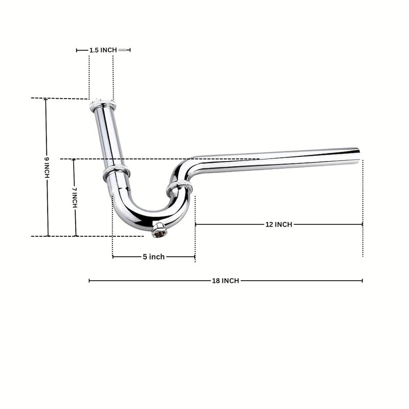 NEW WARE ® مصيدة زجاجة نوع P لمغاسل الحمام والمطبخ - مطلي بالكروم - Image 4