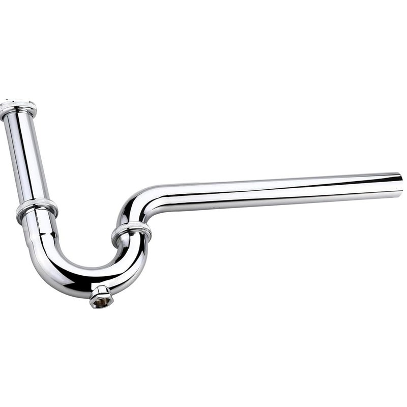 NEW WARE ® مصيدة زجاجة نوع P لمغاسل الحمام والمطبخ - مطلي بالكروم - Image 1