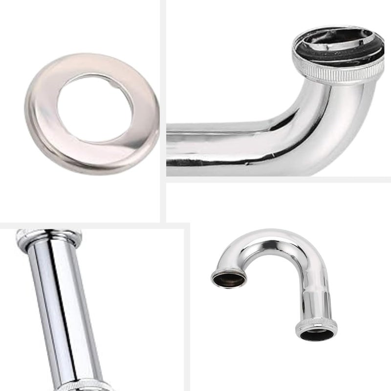 NEW WARE ® مصيدة زجاجة نوع P لمغاسل الحمام والمطبخ - مطلي بالكروم - Image 3