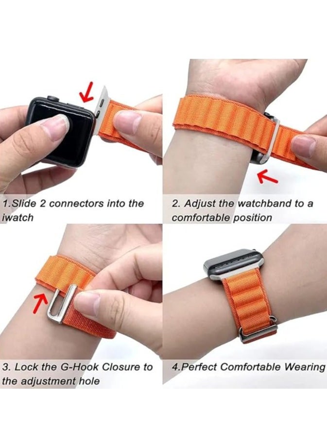 Generic - Nylon Band - Compatible with Apple Watch Ultra 2/Ultra Band 49mm 45mm 44mm 42mm for Men Women, Adjustable with Metal C-Hook Strap, (Navy Blue) - Image 1