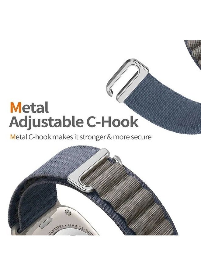 Generic - Nylon Band - Compatible with Apple Watch Ultra 2/Ultra Band 49mm 45mm 44mm 42mm for Men Women, Adjustable with Metal C-Hook Strap, (Navy Blue) - Image 1
