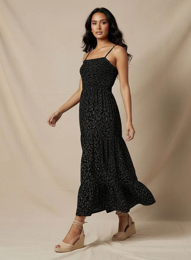 سبلاش فيڤ Floral Print Tiered Women Dress with Smocked Detail