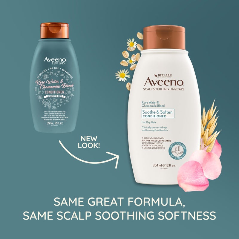 Aveeno Scalp Soothing Rose Water and Blend Conditioner, chamomile, 12 Fl Oz - Image 2