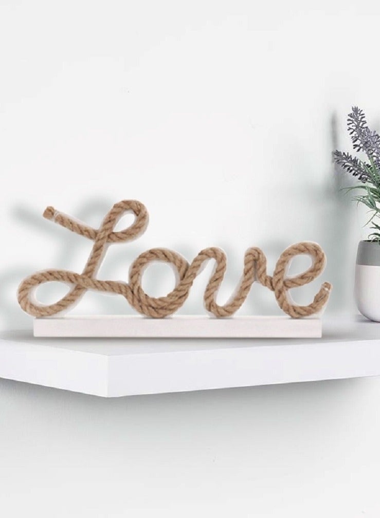 Salla LOVE Light Up Sign Rope Writing White Wood with Yellow LED Lights Valentine’s Gift 30x13cm - Image 4