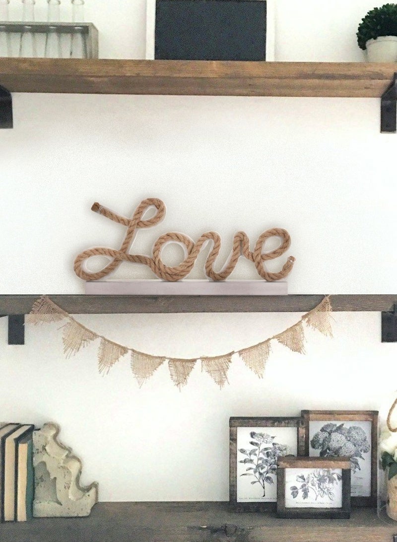 Salla LOVE Light Up Sign Rope Writing White Wood with Yellow LED Lights Valentine’s Gift 30x13cm - Image 5