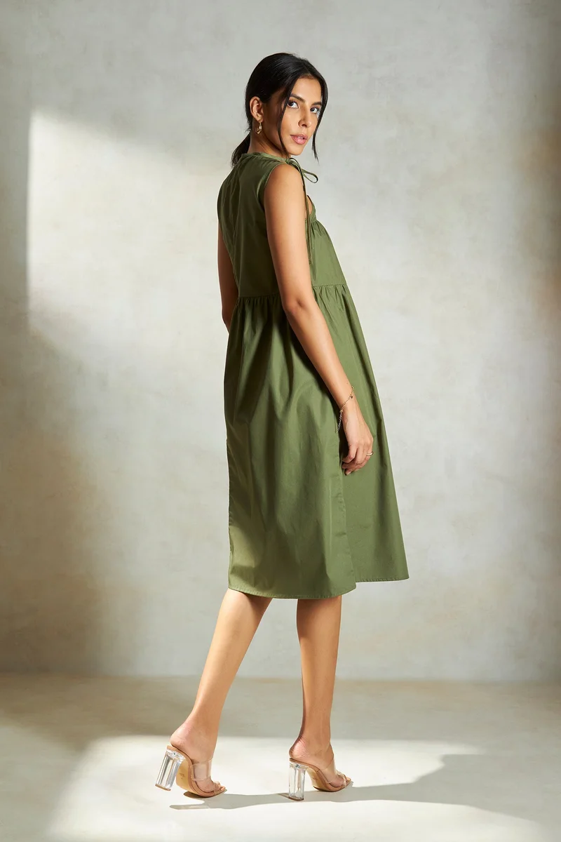 Virgio Virgio Cotton Ruched A-Line Dress