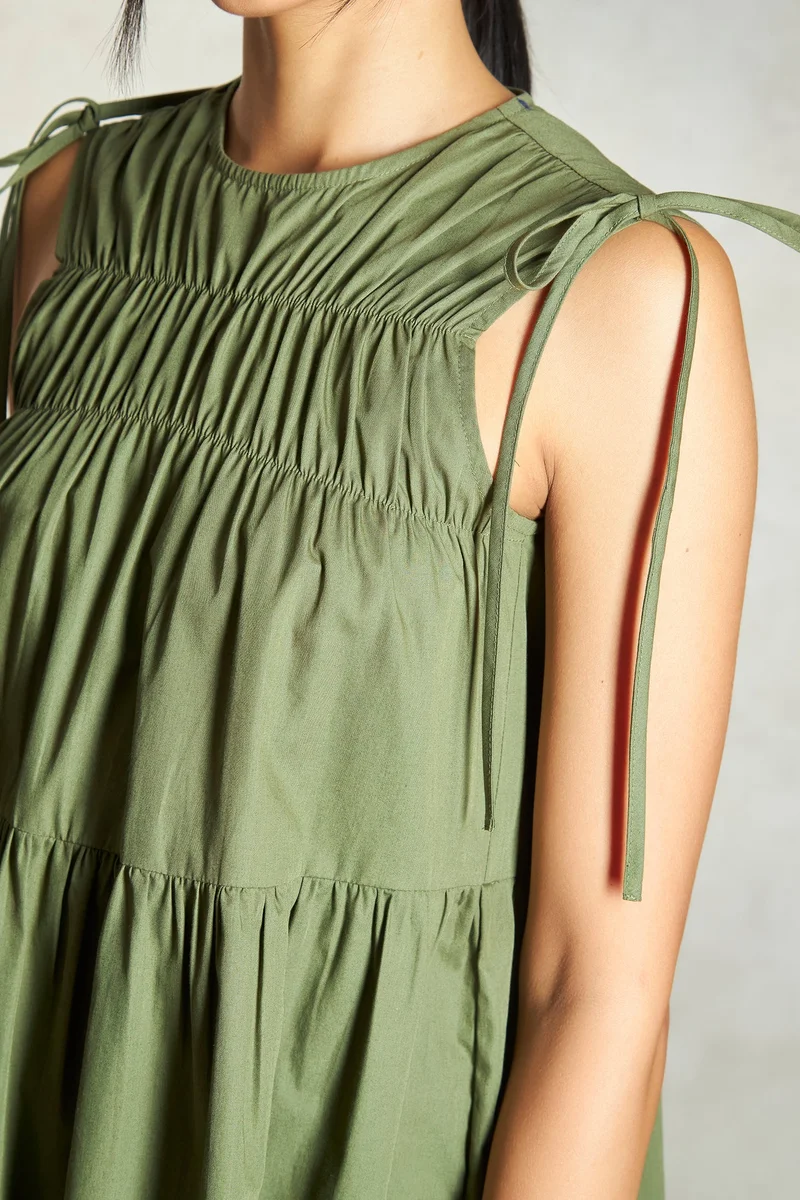 Virgio Virgio Cotton Ruched A-Line Dress