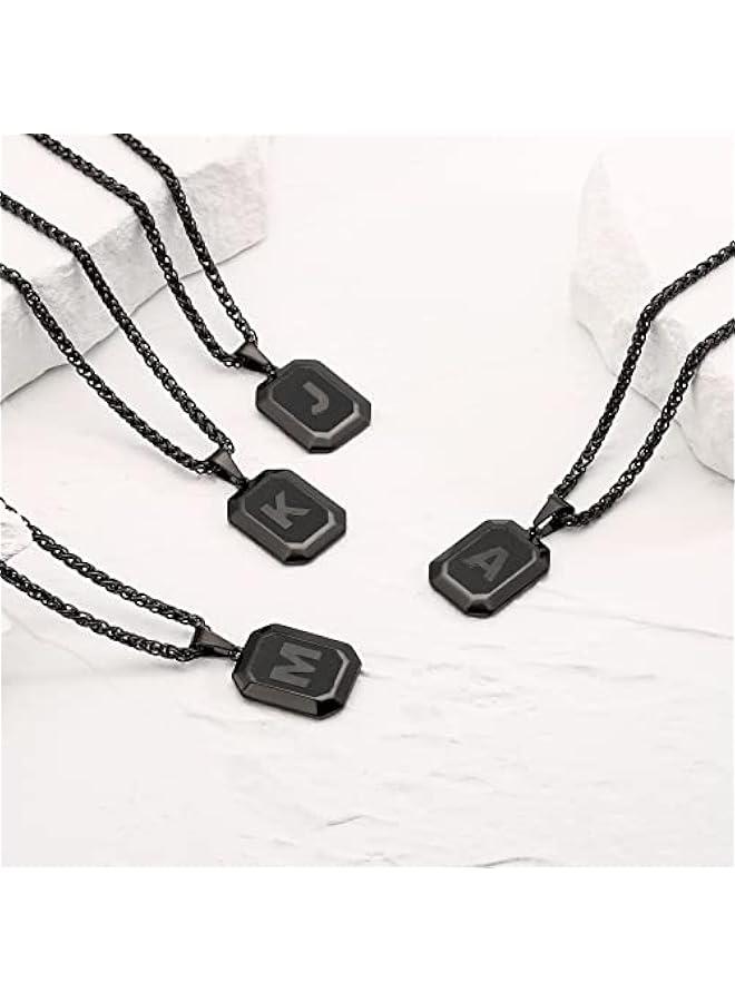 Graduation  Gift sInitial A-Z Letter Necklace for Men Boys Kids Teen, Stainless Steel American Flag Dog Tag Pendent Chain Jewelry Fathers Day Dad Gifts Birthday  Gifts- 24Inches  - Image 4