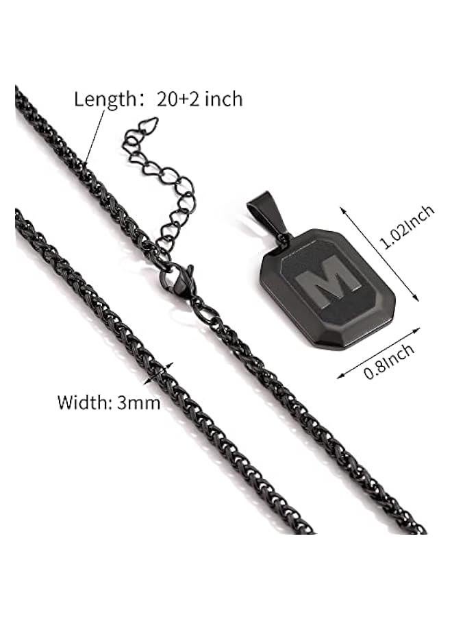 Graduation  Gift sInitial A-Z Letter Necklace for Men Boys Kids Teen, Stainless Steel American Flag Dog Tag Pendent Chain Jewelry Fathers Day Dad Gifts Birthday  Gifts- 24Inches  - Image 5