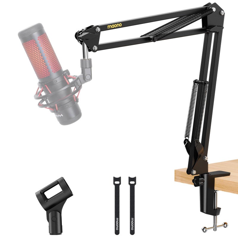 MAONO Boom Arm Microphone Stand Adjustable Metal Suspension Mic Boom Arm for Podcast Gaming Streaming Recordingwith Desk Clamp and 38 to 58 Screw AdapterMax Load 1KG BA20 Black - Image 2