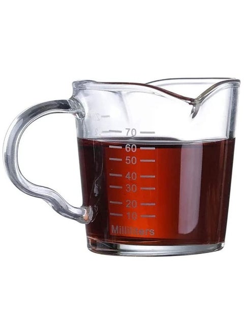 Espresso Shot Glass 3-Ounce Triple Pitcher Barista Double Spouts With Pouring Handle for Milk Coffee Making Glasses Parts Clear Microwave Dishwasher Safe (1 Pack)