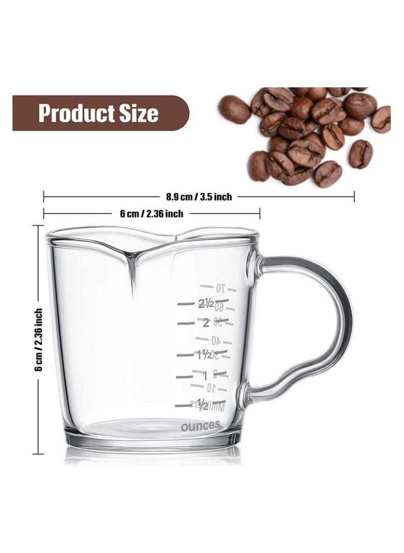 Y&D - Espresso Shot Glass 3-Ounce Triple Pitcher Barista Double Spouts With Pouring Handle for Milk Coffee Making Glasses Parts Clear Microwave Dishwasher Safe (1 Pack) - Image 1