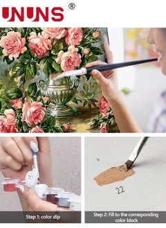 UNUNS DIY Paint By Numbers Kits,Flowers Paint Kits On Canvas With Framed,Hand-Painted Decorative Painting 40x50cm  - Image 4