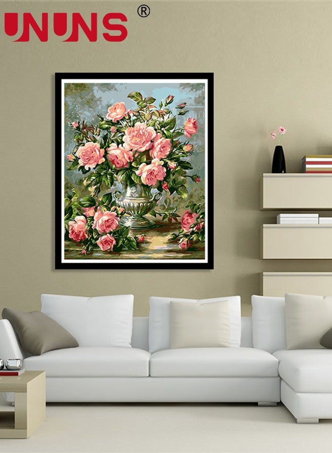UNUNS DIY Paint By Numbers Kits,Flowers Paint Kits On Canvas With Framed,Hand-Painted Decorative Painting 40x50cm  - Image 3