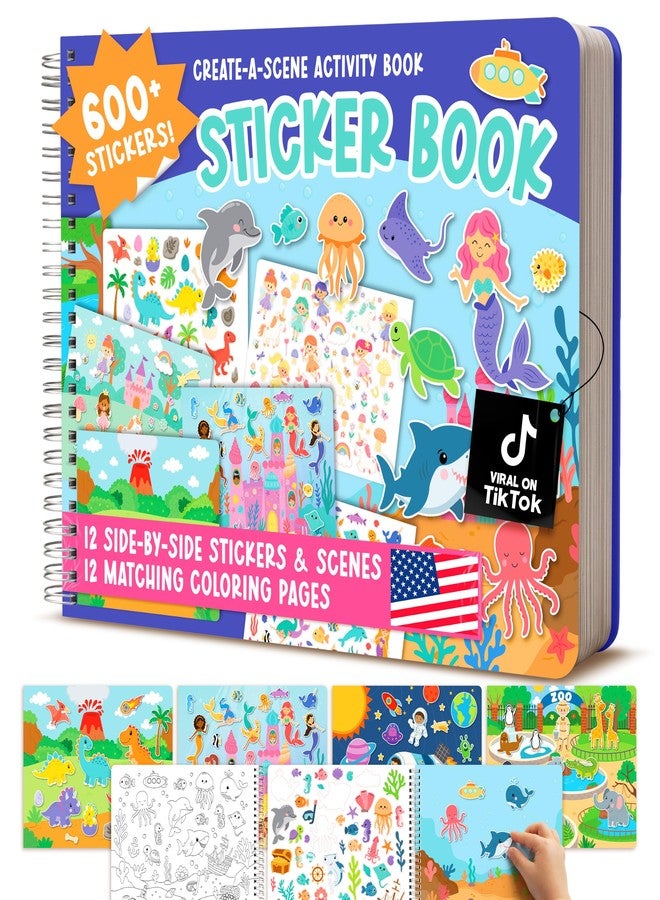 Hadley Designs Sticker Books for Toddlers 2-4 Years - Toddler Sticker Book Preschool Learning Activities, Kids Stickers Ages 2-4, Quiet Books for Toddlers 3-5, Kids Travel Activities, Educational Toy Toddler Gifts - Image 1