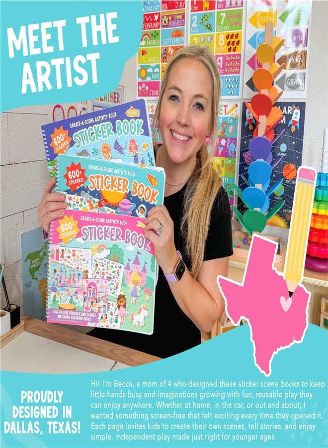 Hadley Designs Sticker Books for Toddlers 2-4 Years - Toddler Sticker Book Preschool Learning Activities, Kids Stickers Ages 2-4, Quiet Books for Toddlers 3-5, Kids Travel Activities, Educational Toy Toddler Gifts - Image 2