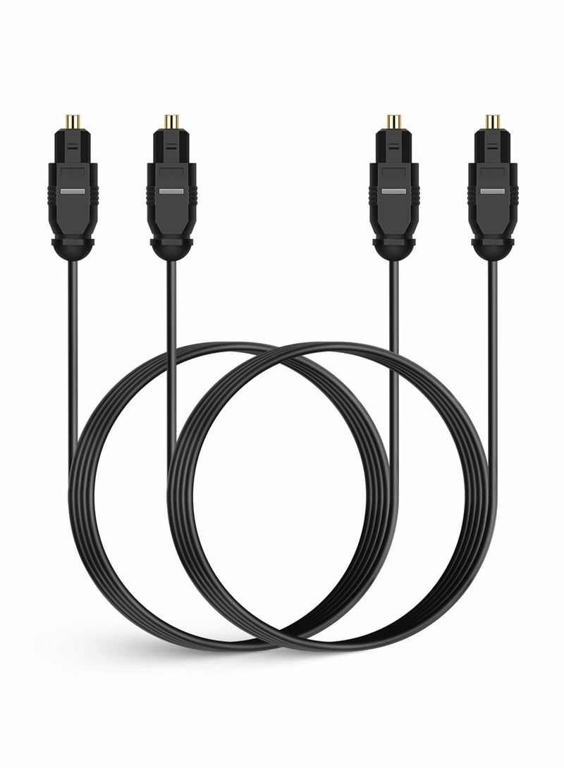 Digital Optical Audio Cable 6ft 1.8M, 24K Gold-Plated, Ultra-Durable Slim Optical Cable Digital Audio Cable for Home Theater, Sound Bar, TV, PS4, Xbox, VD/CD Player, Game Console More, Black - Image 1