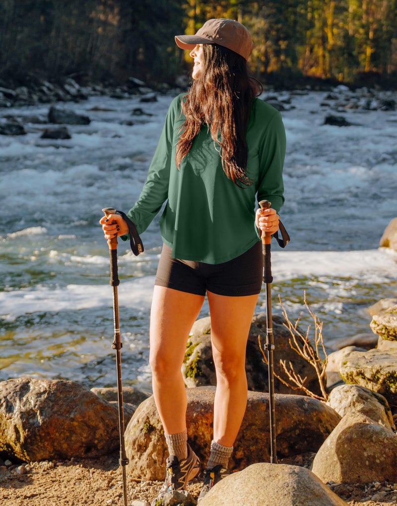 SANTINY Lightweight Long Sleeve Workout Tops for Women Breathable Gym Yoga Athletic Running Hiking Top UPF 50+ Sun Shirts (Green_S) - Image 3