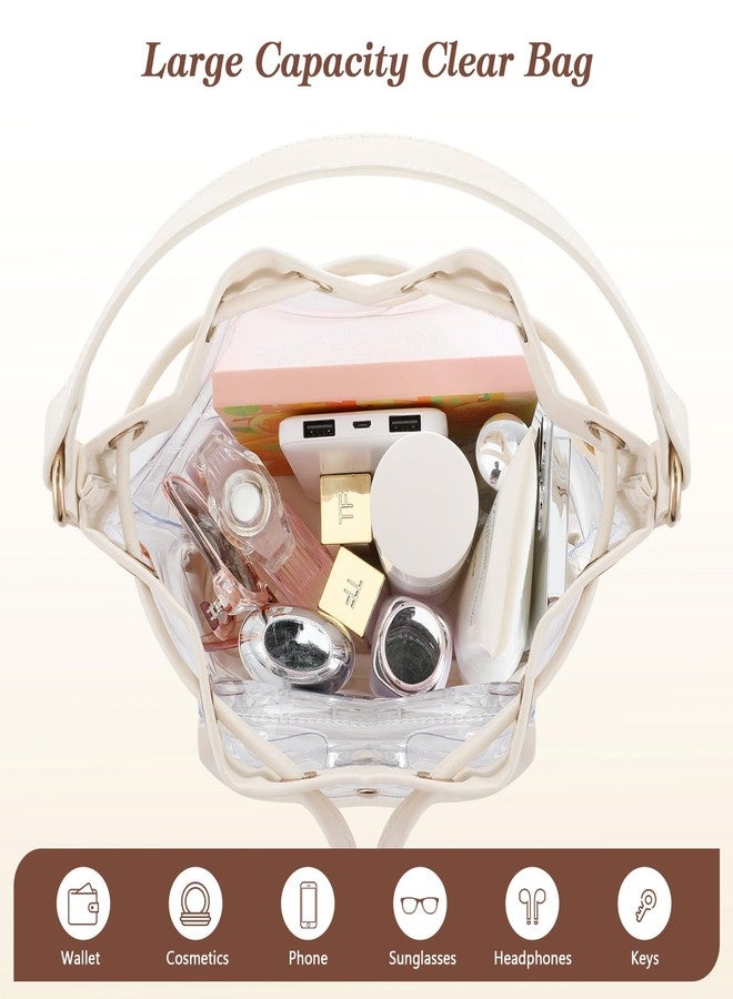 MoKo Clear Bag for Stadium Events, Large Capacity Bucket Bag with Drawstring Closure, Clear Crossbody Bags for Women, Waterproof Bucket Purse for Sports Event, Concert, Music Festival, Shopping, Beach - Image 2