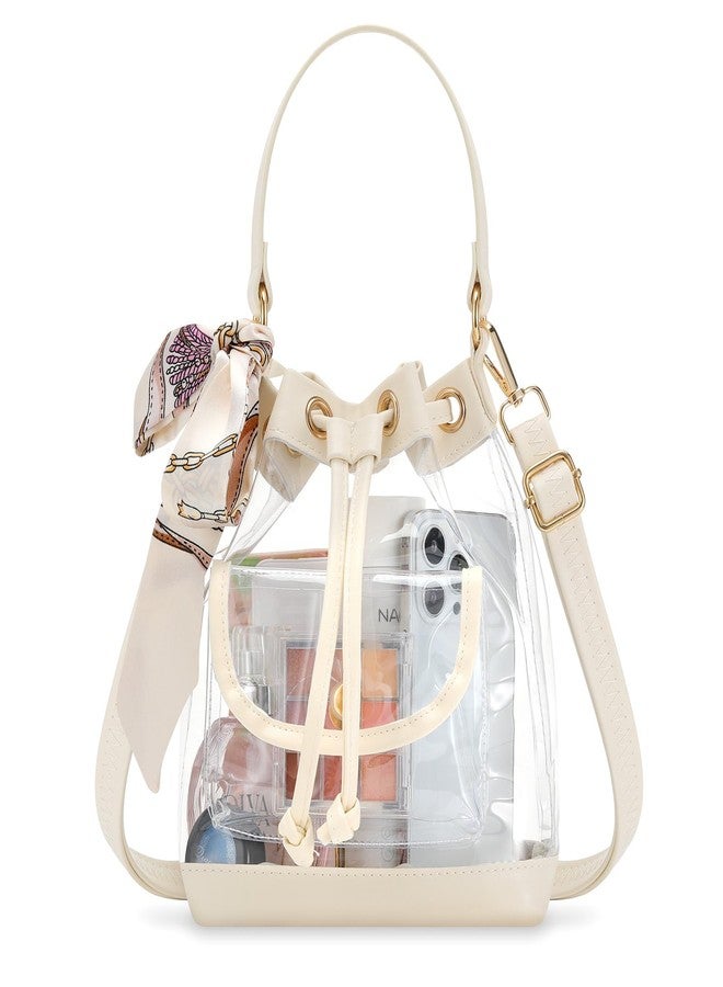 MoKo Clear Bag for Stadium Events, Large Capacity Bucket Bag with Drawstring Closure, Clear Crossbody Bags for Women, Waterproof Bucket Purse for Sports Event, Concert, Music Festival, Shopping, Beach - Image 1