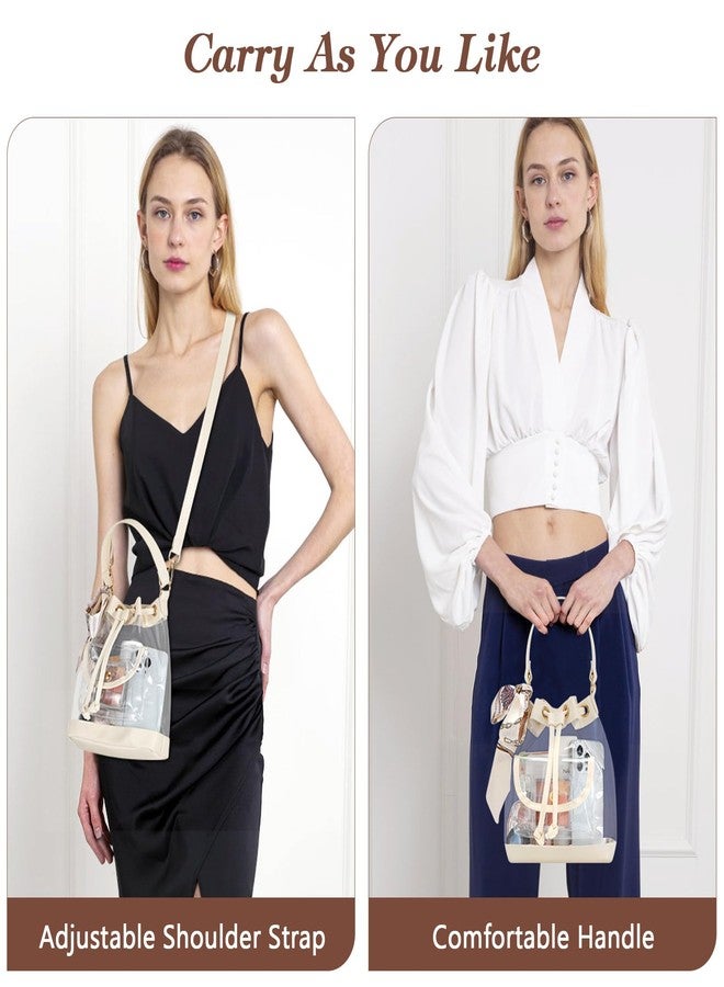 MoKo Clear Bag for Stadium Events, Large Capacity Bucket Bag with Drawstring Closure, Clear Crossbody Bags for Women, Waterproof Bucket Purse for Sports Event, Concert, Music Festival, Shopping, Beach - Image 5