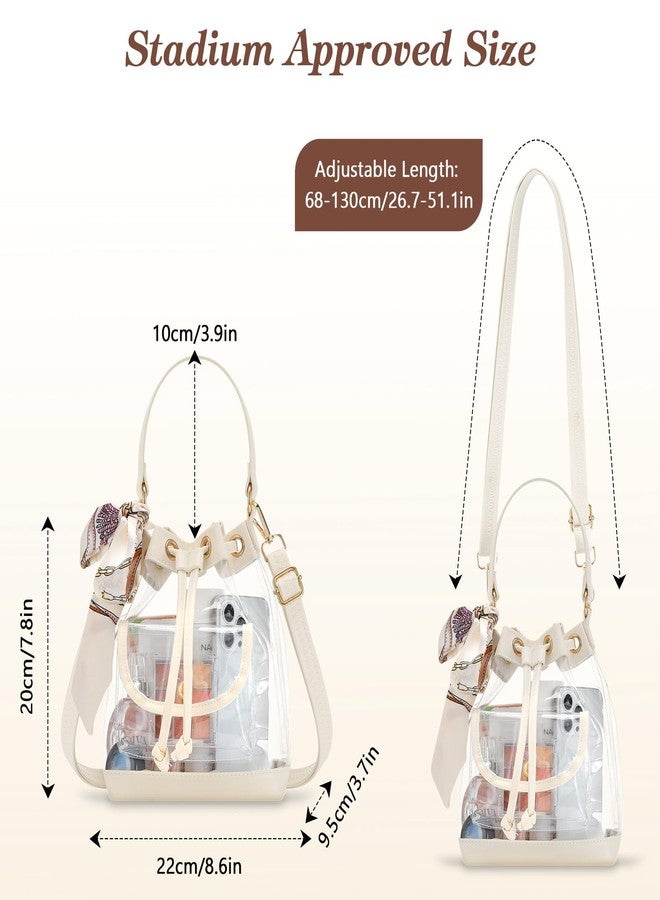 MoKo Clear Bag for Stadium Events, Large Capacity Bucket Bag with Drawstring Closure, Clear Crossbody Bags for Women, Waterproof Bucket Purse for Sports Event, Concert, Music Festival, Shopping, Beach - Image 3