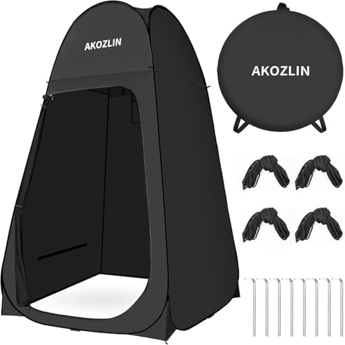 AKOZLIN Portable Pop Up Shower Privacy Shelters Instant Tent Dressing Changing Outdoor Camping Toilet Tent Black - Image 1