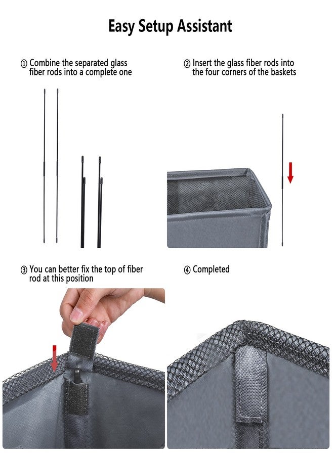 Odonata 45L Slim Laundry Hamper Handles Collapsible Laundry Basket Thin Dirty Clothes Basket Narrow Laundry Bag Foldable Dirty Hamper (Dark Grey) - Image 3