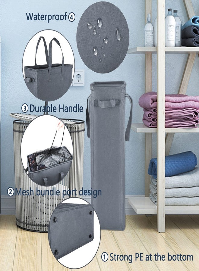 Odonata 45L Slim Laundry Hamper Handles Collapsible Laundry Basket Thin Dirty Clothes Basket Narrow Laundry Bag Foldable Dirty Hamper (Dark Grey) - Image 5