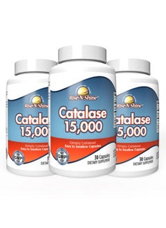 رايز آند شاين مكمل Rise-N-Shine Catalase 15,000 - إنزيم مضاد للأكسدة قوي لصحة الشعر - مكملات الشعر لشعر قوي - 90 كبسولة - عبوة من 3 قطع (إمدادات لمدة 90 يومًا)  - Image 1