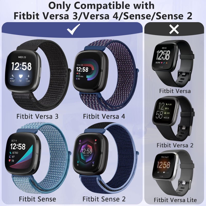 Bcuckood Nylon Loop Compatible with Fitbit Sense 2/Fitbit Sense/Fitbit Versa 4/Fitbit Versa 3 Bands, Women Men Soft Nylon Adjustable Breathable Strap Solo Loop Replacement Wristband - Image 2