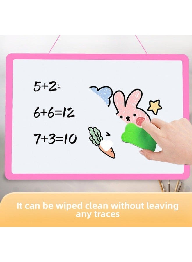 Double-sided Magnetic Small Whiteboard Braceable Home Office Notebook Message Children's Graffiti Writing Board Erasable Sketchpad-Color:Noble Gift Package + Pink Double White [wall-mounted]-Specification:20*30  - Image 5