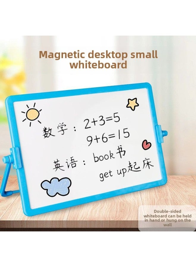 Double-sided Magnetic Small Whiteboard Braceable Home Office Notebook Message Children's Graffiti Writing Board Erasable Sketchpad-Color:Noble Gift Package + Pink Double White [wall-mounted]-Specification:20*30  - Image 2