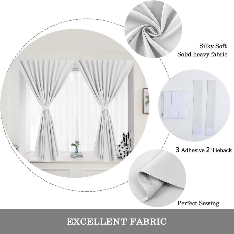 Muamar 2pcs Self Adhesive 100% Blackout Curtains for Bedroom Portable Curtains Easy Install  Rental House Curtains Temporary Curtains White 52"" W X 63"" L - Image 5