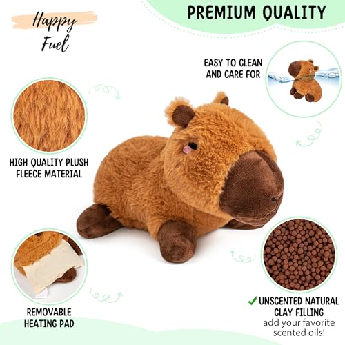 Happy Fuel Capybara Microwavable & Weighted Stuffed Animals - 1.5 Lbs Unscented Heating Pad for Period Cramps Pain Relief and Anxiety, Cute Capybara Plush Toys Gifts for Women Girls Adults and Kids by Happy Fuel - Image 2