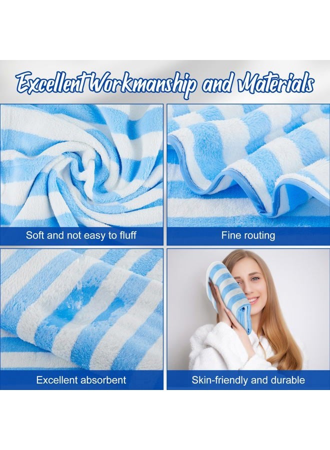 SmoothNovelty 16 Pack Microfiber Bath Towels Bulk 27'' x 60'' Oversized Size Bath Towel Highly Absorbent Extra Large Soft Drying for Shower Summer Beach Salon Sport Party (Stripes,Light Blue) - Image 3