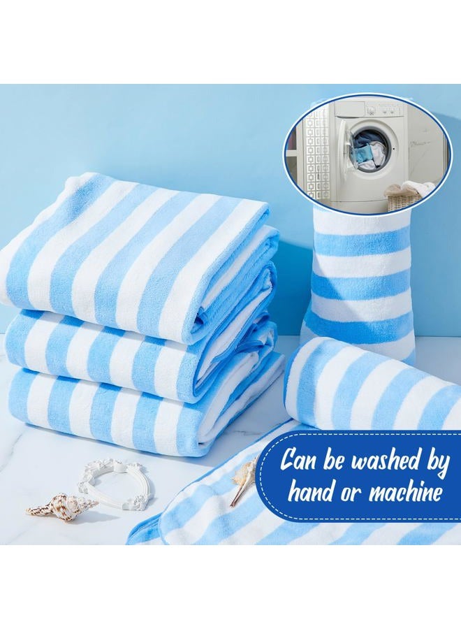 SmoothNovelty 16 Pack Microfiber Bath Towels Bulk 27'' x 60'' Oversized Size Bath Towel Highly Absorbent Extra Large Soft Drying for Shower Summer Beach Salon Sport Party (Stripes,Light Blue) - Image 4