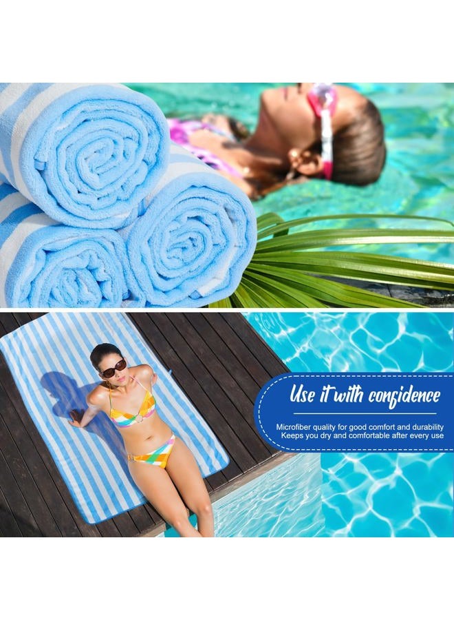 SmoothNovelty 16 Pack Microfiber Bath Towels Bulk 27'' x 60'' Oversized Size Bath Towel Highly Absorbent Extra Large Soft Drying for Shower Summer Beach Salon Sport Party (Stripes,Light Blue) - Image 5