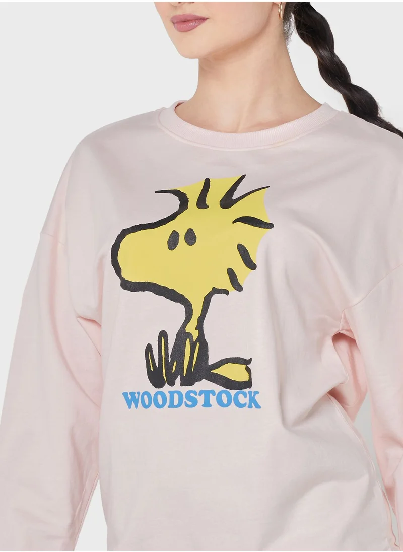 Peanuts Snoopy Crew Neck Sweatshirt