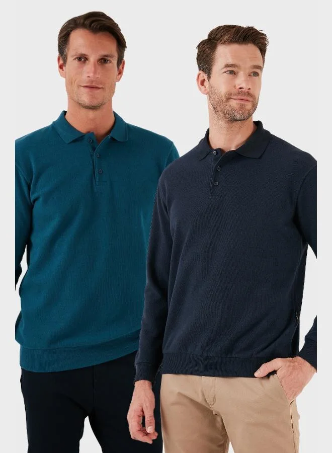 Buratti Cotton Blend Regular Fit 2-Pack Polo Shirt Men's POLO COLLAR SWEATER 456223S2