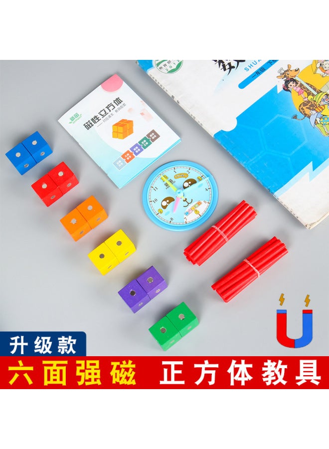 Wooden Magnetic Color Cube Building Block Six-sided Magnetic Small Square Mathematics Removable Cube Geometry Teaching Aids - Image 3