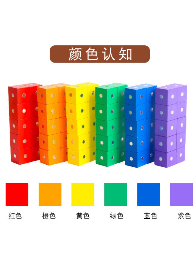 Wooden Magnetic Color Cube Building Block Six-sided Magnetic Small Square Mathematics Removable Cube Geometry Teaching Aids - Image 4